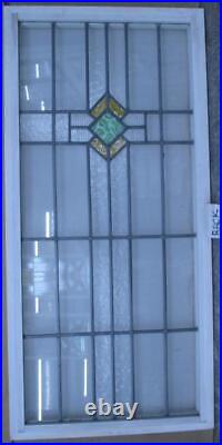 LARGE OLD ENGLISH LEADED STAINED GLASS WINDOW SIMPLE GEOMETRIC 42 x 20