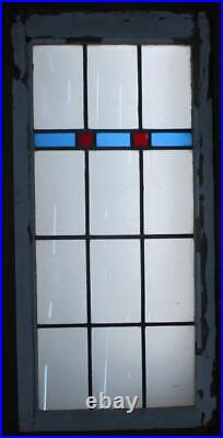 LARGE OLD ENGLISH LEADED STAINED GLASS WINDOW SIMPLE GEOMETRIC 43 1/2 x 21 1/2