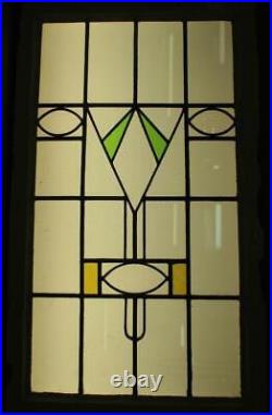 LARGE OLD ENGLISH LEADED STAINED GLASS WINDOW Simple Design 22 x 38.25