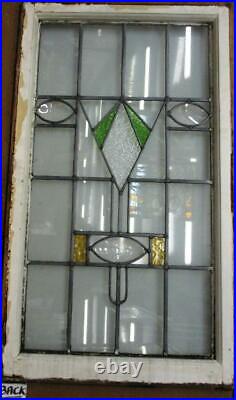 LARGE OLD ENGLISH LEADED STAINED GLASS WINDOW Simple Design 22 x 38.25