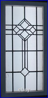 LARGE OLD ENGLISH LEADED STAINED GLASS WINDOW Simple Geometric 32.75 x 16.25