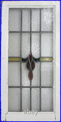 LARGE OLD ENGLISH LEADED STAINED GLASS WINDOW Stunning Band & Drop 19.5 x 40
