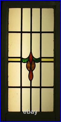 LARGE OLD ENGLISH LEADED STAINED GLASS WINDOW Stunning Band & Drop 19.5 x 40