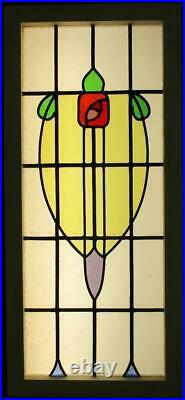 LARGE OLD ENGLISH LEADED STAINED GLASS WINDOW Stunning Floral 17.75 x 39.25