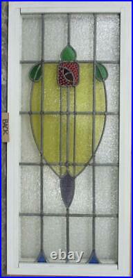 LARGE OLD ENGLISH LEADED STAINED GLASS WINDOW Stunning Floral 17.75 x 39.25