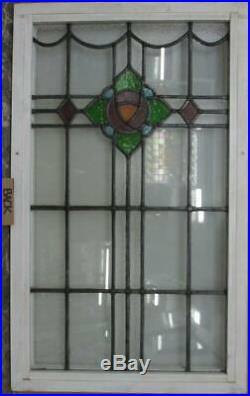 LARGE OLD ENGLISH LEADED STAINED GLASS WINDOW Stunning Floral Design 21 x 35