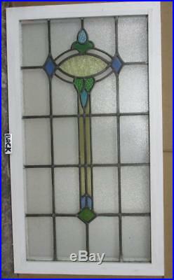 LARGE OLD ENGLISH LEADED STAINED GLASS WINDOW Wonderful Abstract 22 x 39