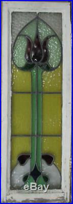 LARGE OLD ENGLISH LEADED STAIN GLASS WINDOW Stunning Floral Drop 13 x 37.75