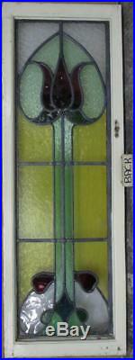 LARGE OLD ENGLISH LEADED STAIN GLASS WINDOW Stunning Floral Drop 13 x 37.75