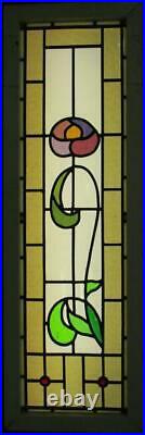LARGE OLD ENGLISH LEAD STAINED GLASS WINDOW Stunning Bordered Floral 13.5 x 41