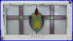 LARGE OLD PRETTY ABSTRACT ENGLISH LEADED STAINED GLASS WINDOW 29 3/4 x 17