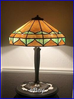Lamb Brothers Arts & Crafts Style Antique Leaded Stained Glass Lamp