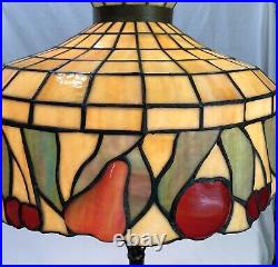 Large 20 Antique Vtg Arts & Crafts Leaded Slag Stained Glass Lamp Shade, Fruit