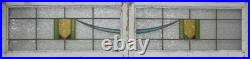 Large Abstract Pair Old English Leaded Stained Glass Window 34.25 X 14.5