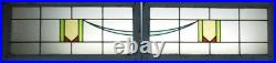 Large Abstract Pair Old English Leaded Stained Glass Window 34.25 X 14.5