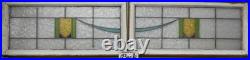Large Abstract Pair Old English Leaded Stained Glass Window 34.25 X 14.5