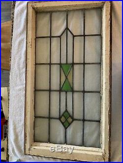 Large Antique ARCHITECTURAL SALVAGE LEADED STAINED GLASS WINDOW 19 X 36