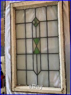 Large Antique ARCHITECTURAL SALVAGE LEADED STAINED GLASS WINDOW 21 X 36