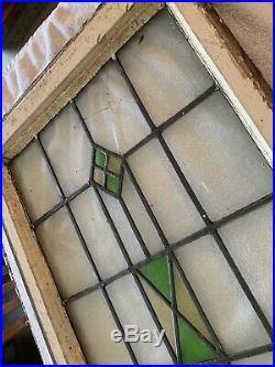 Large Antique ARCHITECTURAL SALVAGE LEADED STAINED GLASS WINDOW 21 X 36