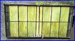Large Antique Green Wavy Glass Stained Leaded Iron Framed Church Window