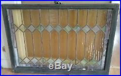 Large Antique Leaded Stained & Texured Glass Window Original Sash c. 1900