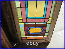 Large Antique Stained Glass Window 24 X 49.5 Architectural Salvage