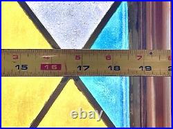 Large Antique Tudor Style Stained And Leaded Glass Shield Transom Window Panel