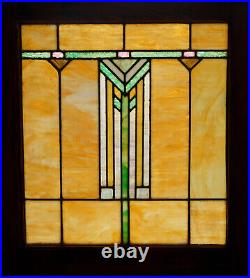 Large Antique c. 1910 Prairie School Arts & Crafts Stained Glass Window FLW
