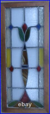 Large Beautiful Abstract Old English Leaded Stained Glass Window 15 X 34.25