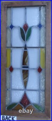Large Beautiful Abstract Old English Leaded Stained Glass Window 15 X 34.25