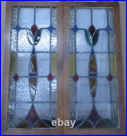 Large Beautiful Abstract Old English Leaded Stained Glass Window 15 X 34.25