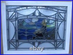 Large Beautiful Scene Old English Leaded Stained Glass Window 29.25 X 22.75