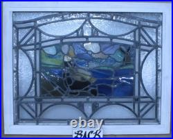 Large Beautiful Scene Old English Leaded Stained Glass Window 29.25 X 22.75