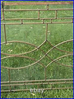 Large Clear Stained Glass Window Panel Rectangular Copper Color Lead 44x26