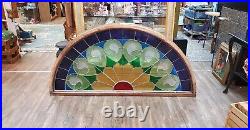 Large Colorful Antique Stained Glass Arched Windows Barn Home Salvaged Windows