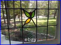 Large English Arts &Craft Floral Leaded Stain-Glass Window 24 X 21 0 S&H Added