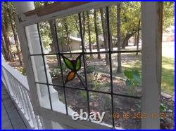 Large English Arts &Craft Floral Leaded Stain-Glass Window 24 X 21 0 S&H Added