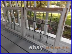 Large English Arts &Craft Floral Leaded Stain-Glass Window 24 X 21 0 S&H Added