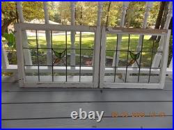 Large English Arts &Craft Floral Leaded Stain-Glass Window 24 X 21 0 S&H Added