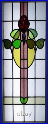 Large Macintosh Rose Old English Leaded Stained Glass Window 17 X 41.5