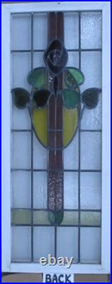 Large Macintosh Rose Old English Leaded Stained Glass Window 17 X 41.5