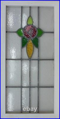 Large Mackintosh Rose Old English Leaded Stained Glass Window 17 X 33.75