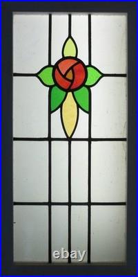 Large Mackintosh Rose Old English Leaded Stained Glass Window 17 X 33.75