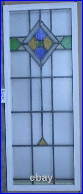 Large Old English Leaded Stained Glass Window Geometric 17 1/2 X 44 1/2