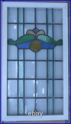 Large Old English Leaded Stained Glass Window Pretty Abstract 20 X 36