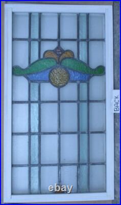 Large Old English Leaded Stained Glass Window Pretty Abstract 20 X 36