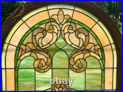 Large Pair of Antique Stained Glass Windows