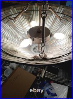 Large Size Hanging Tiffany Style Lamps. Leaded Glass. 22-in Diameter. Beautiful