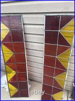Large Stained Glass Window 4ft Tall 2 Pieces Read Description