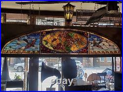 Large Victorian Arched Stained Leaded Glass Transom Window Circa 1880s